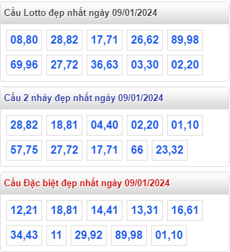 Cầu loto đẹp MB ngày 09-01-2024